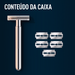 King C Gillette Máquina de Barbear Lâmina Dupla + 5 Recargas