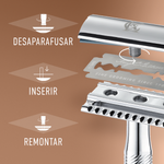 King C Gillette Máquina de Barbear Lâmina Dupla + 5 Recargas