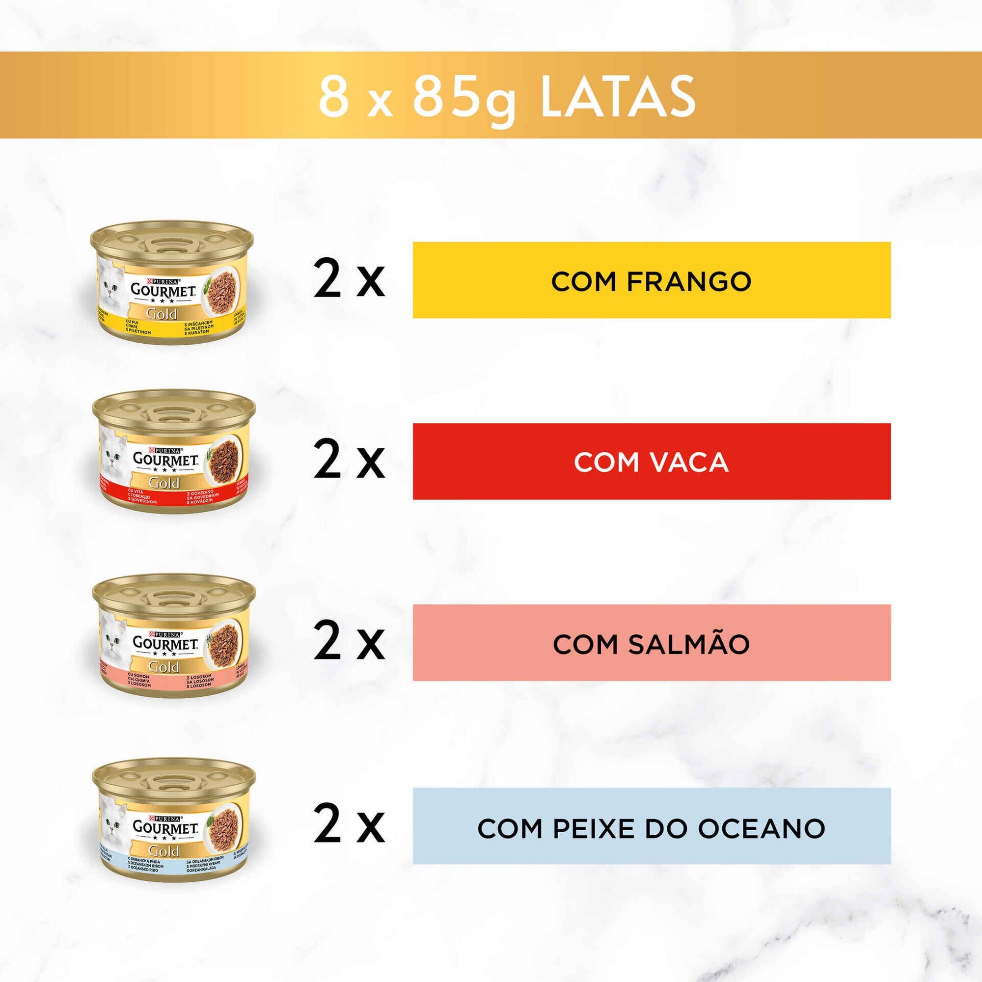 Purina Gourmet Gold Delícias Suculentas Multivariedade para Gato Adulto 8x85 g