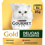 Purina Gourmet Gold Delícias Suculentas Multivariedade para Gato Adulto 8x85 g
