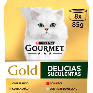 Purina Gourmet Gold Delícias Suculentas Multivariedade para Gato Adulto 8x85 g