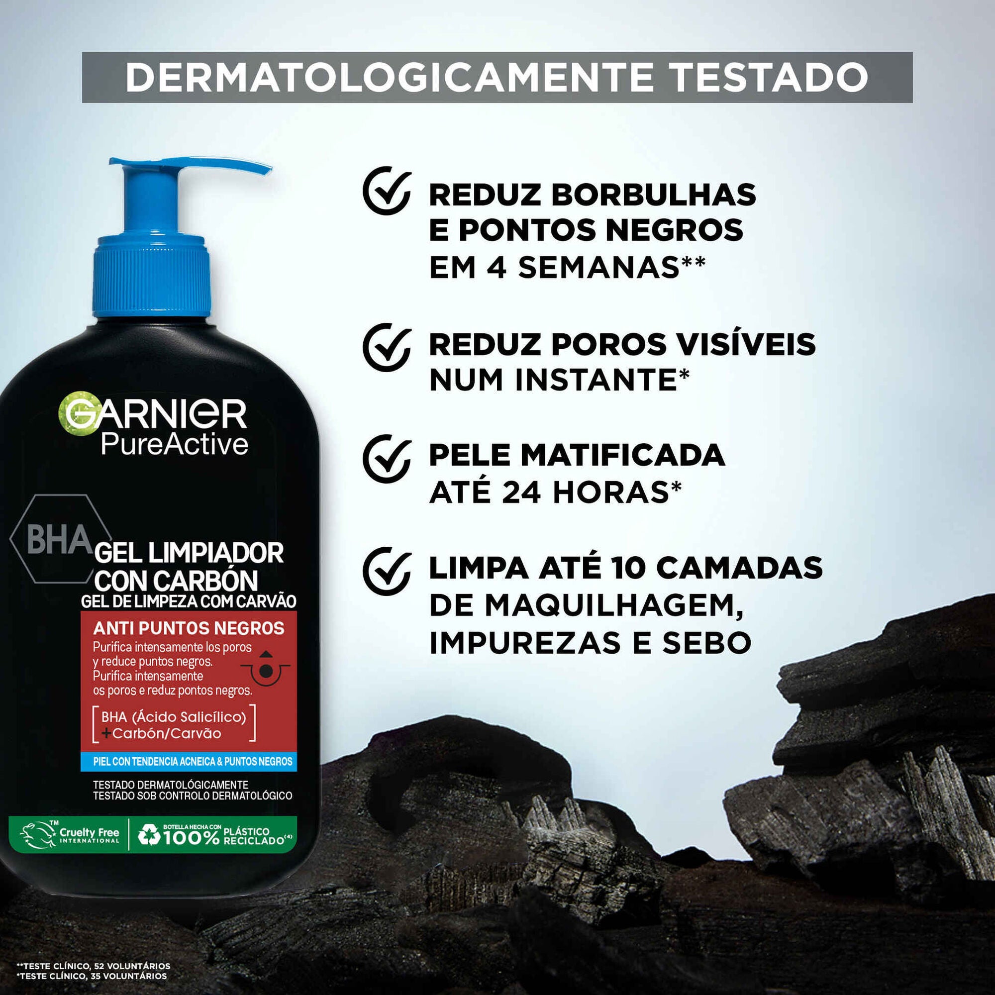 Garnier Skin Active Pure Gel de Limpeza Carvão 250 ml