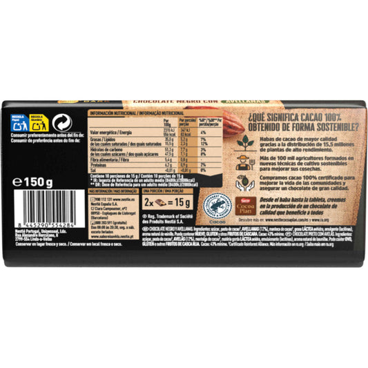 Nestlé Chocolate Negro com Avelãs 150 g