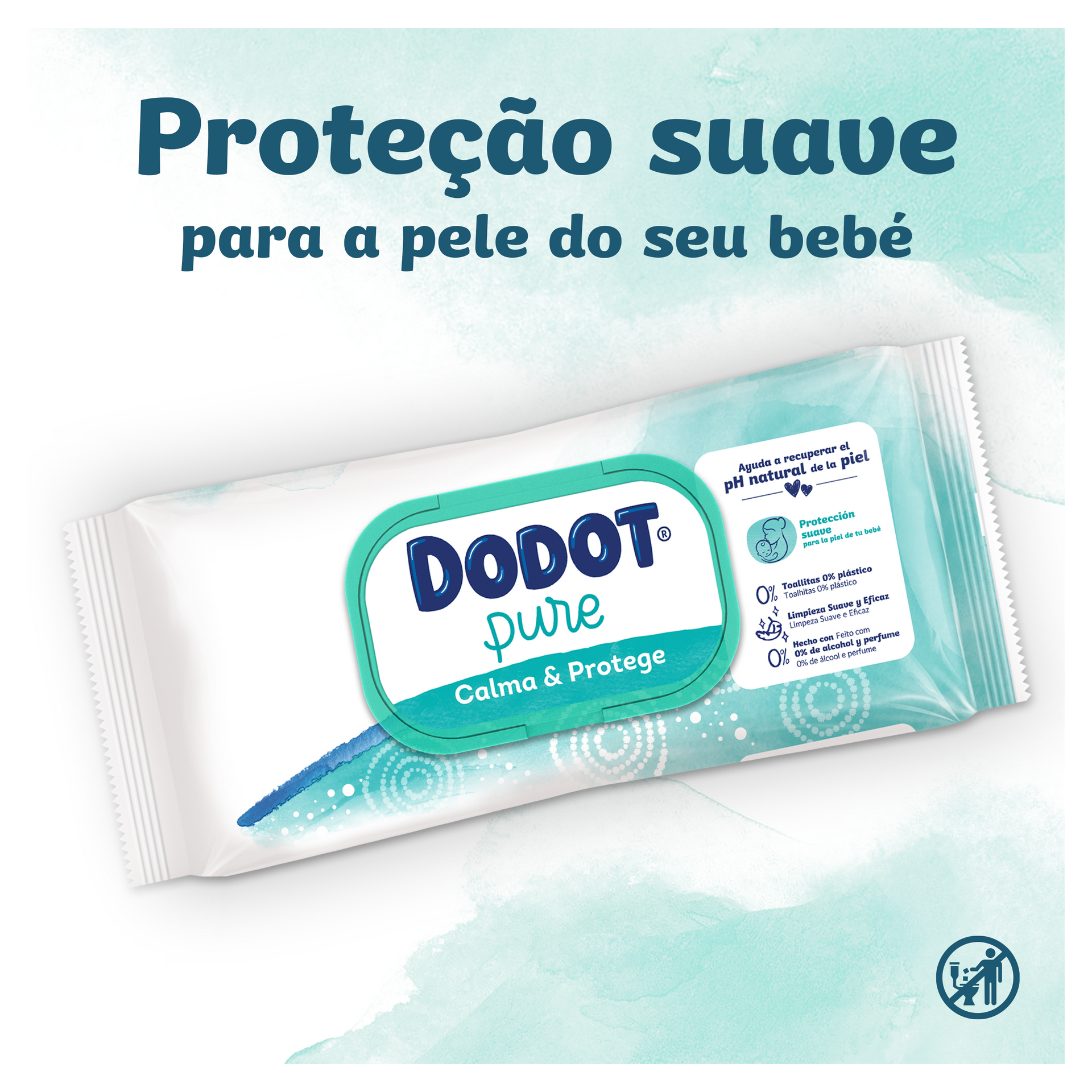 Dodot Cuidado Total Toalhitas Aqua Pure 0% Plástico 48 un