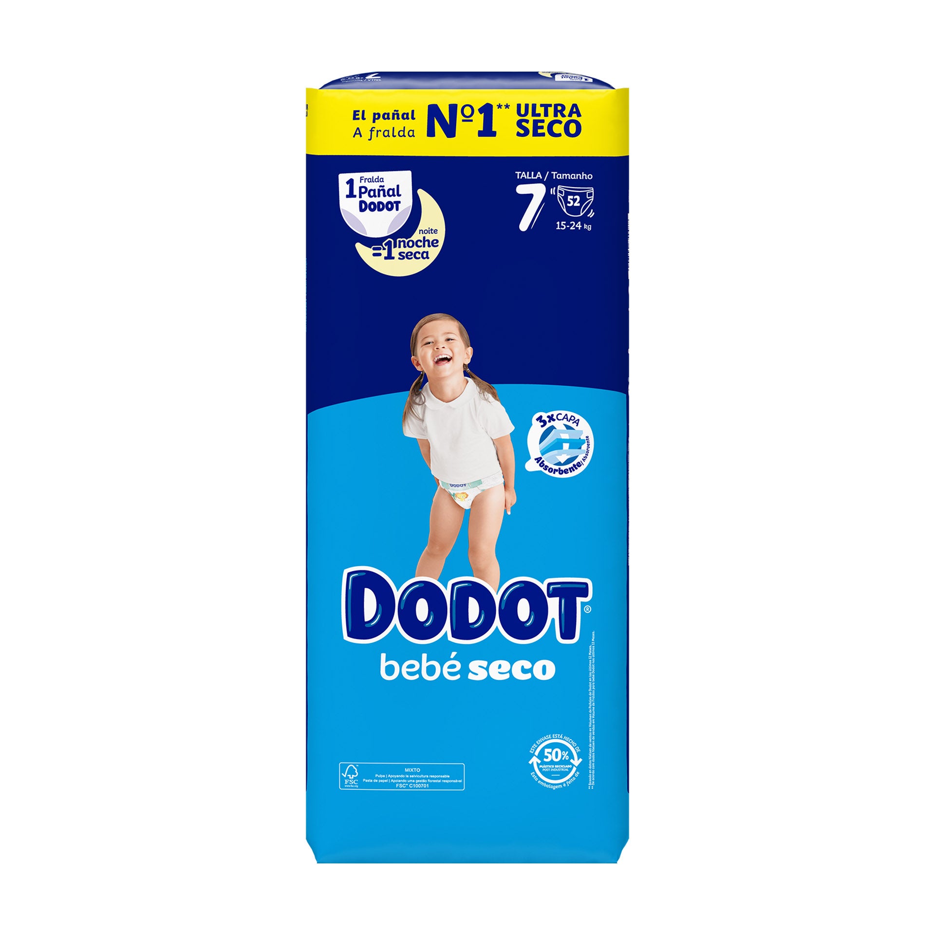 Dodot Baby Pañales Secos T7 (+15 kg) 52ud
