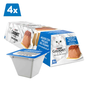 Purina Gourmet Revelations Mousse Peixe do Oceano Gato Adulto, 4 porções 4x57 g