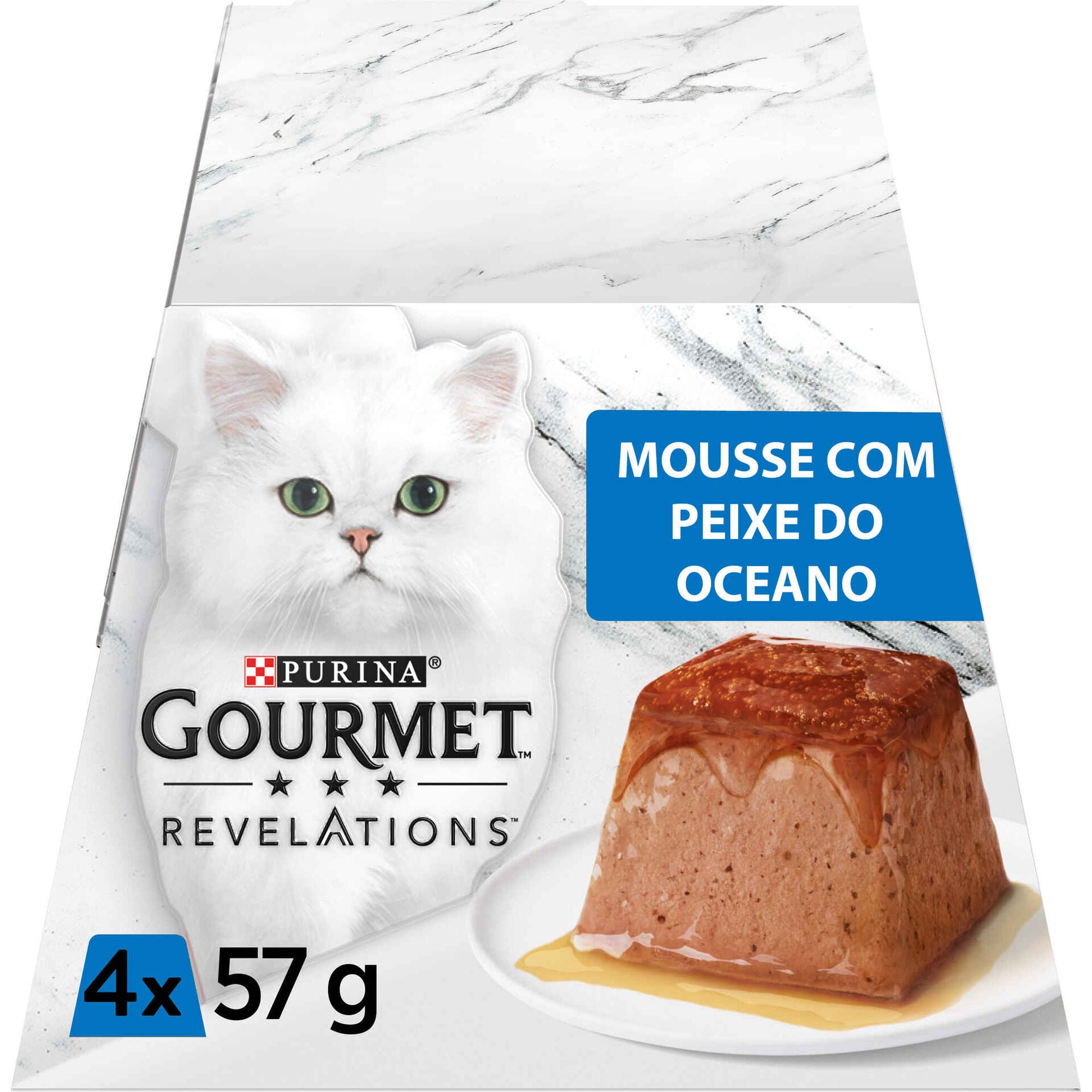 Purina Gourmet Revelations Mousse Peixe do Oceano Gato Adulto, 4 porções 4x57 g