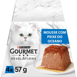 Purina Gourmet Revelations Mousse Peixe do Oceano Gato Adulto, 4 porções 4x57 g
