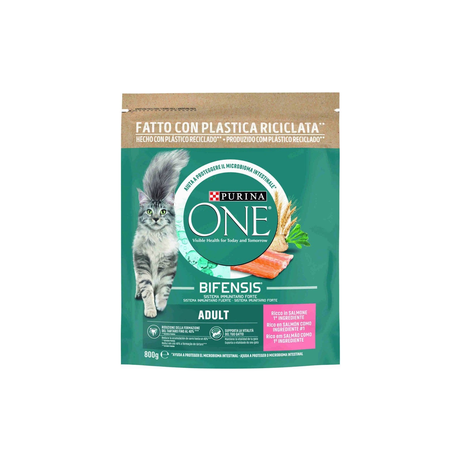Purina One Ração para Gato Adulto com Salmão 800 g