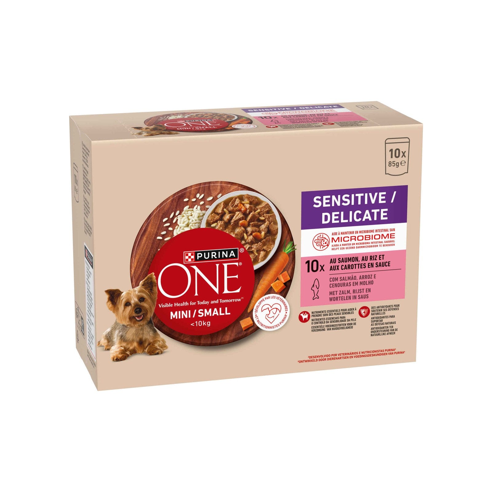 Purina One Mini Delicate Salmão para Cão Adulto 10x85 g