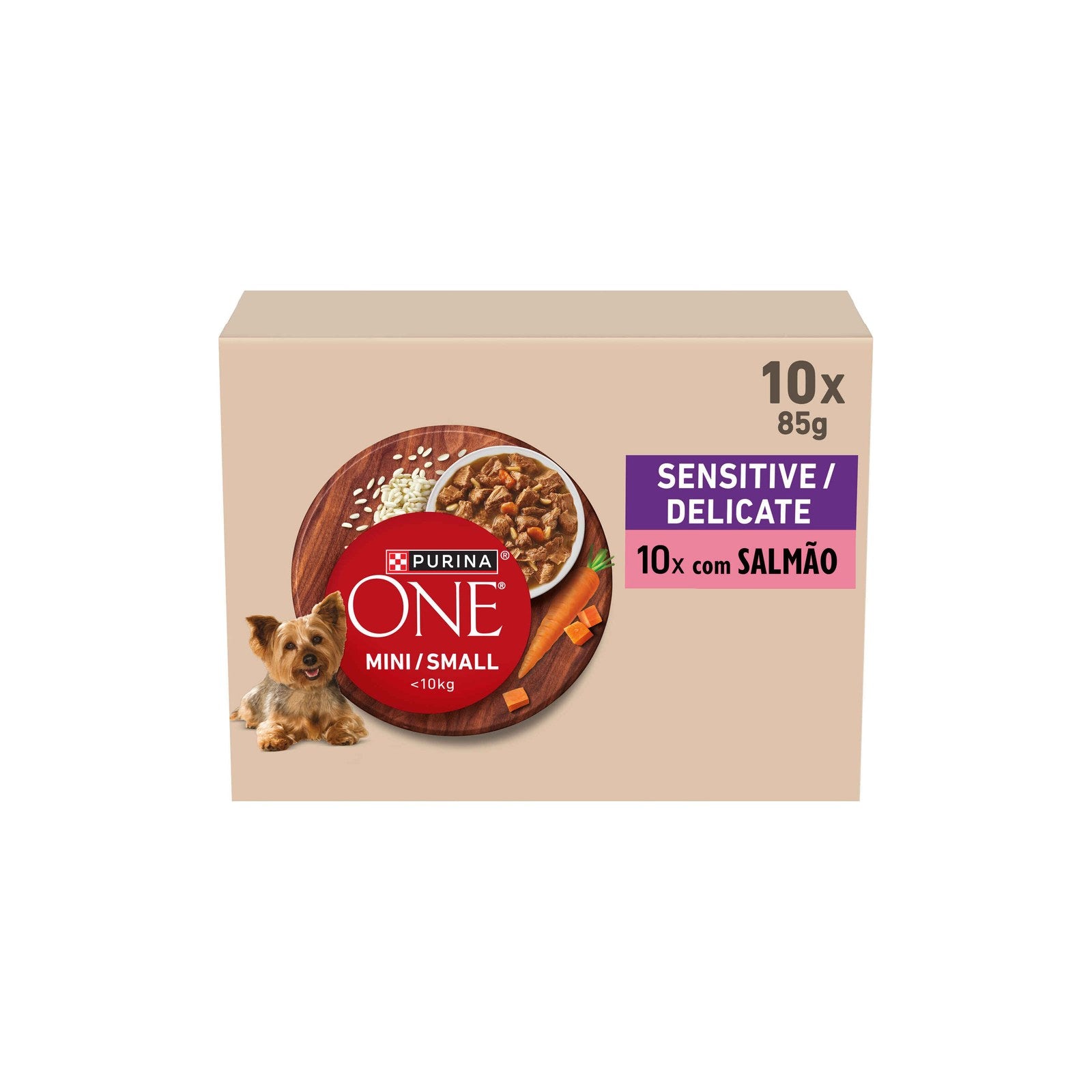 Purina One Mini Delicate Salmão para Cão Adulto 10x85 g
