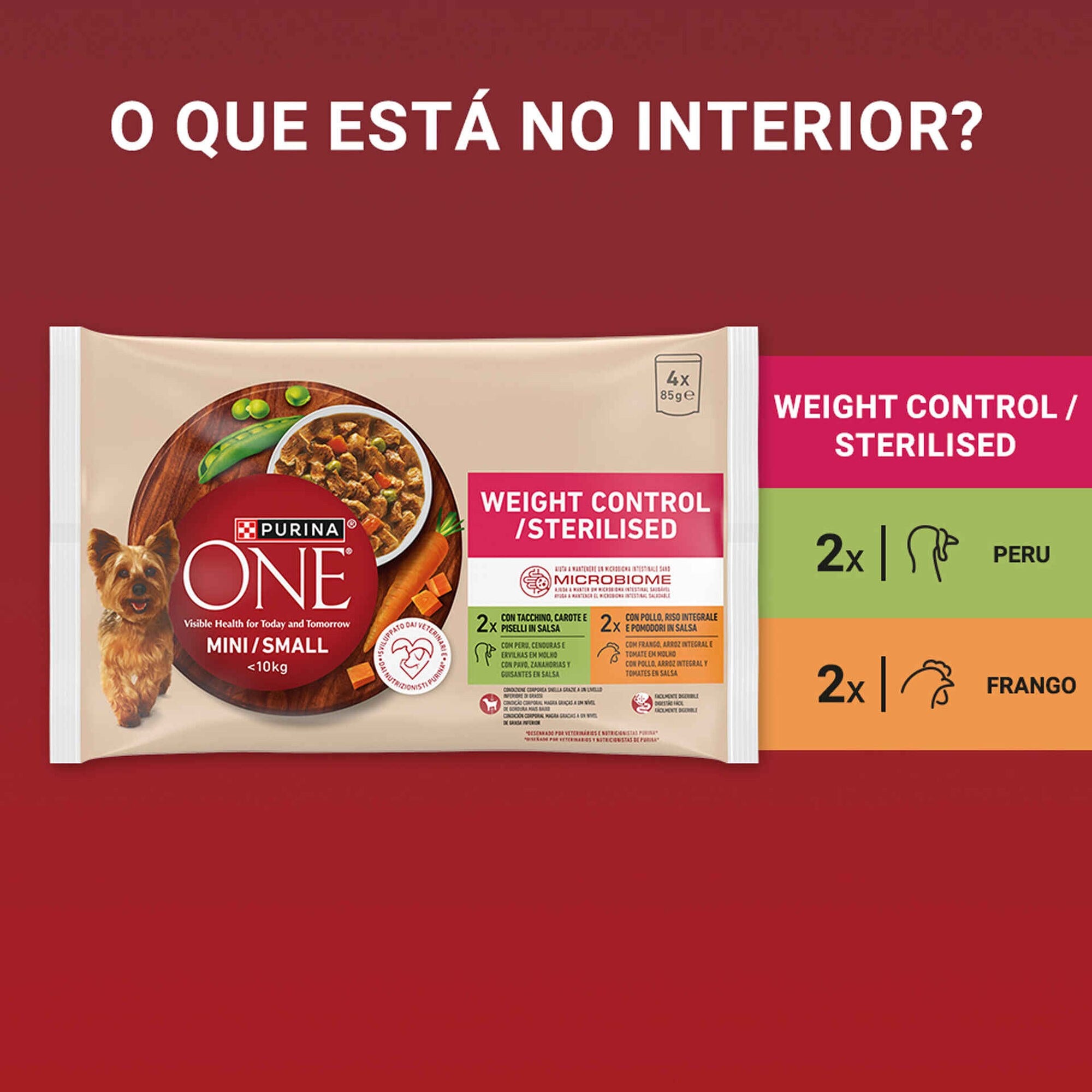 Purina One Mini Comida Húmida Cão Adulto Controlo de Peso 4x85 g