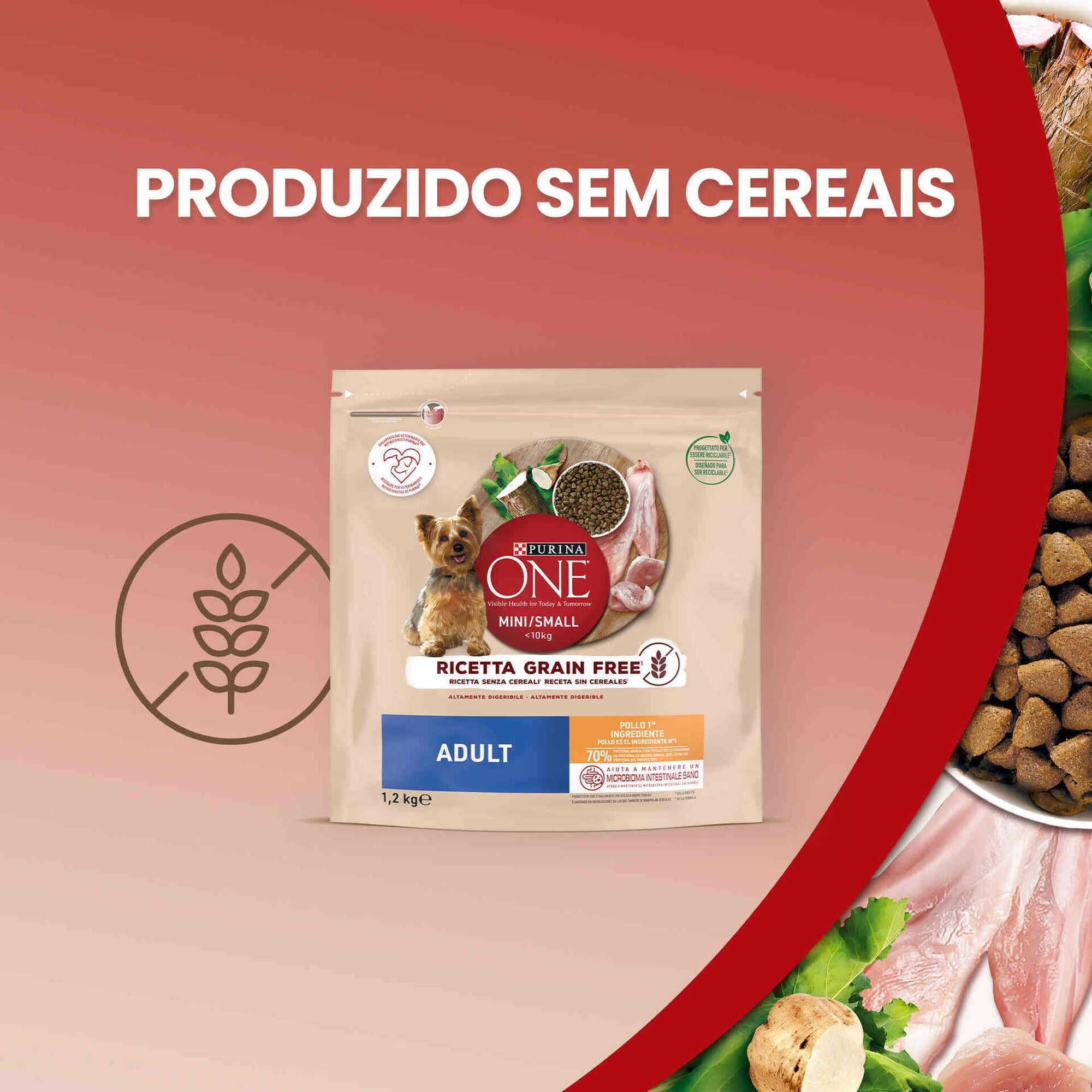 Ração Purina One Mini/Small Adult Grain Free Frango 1,2 kg