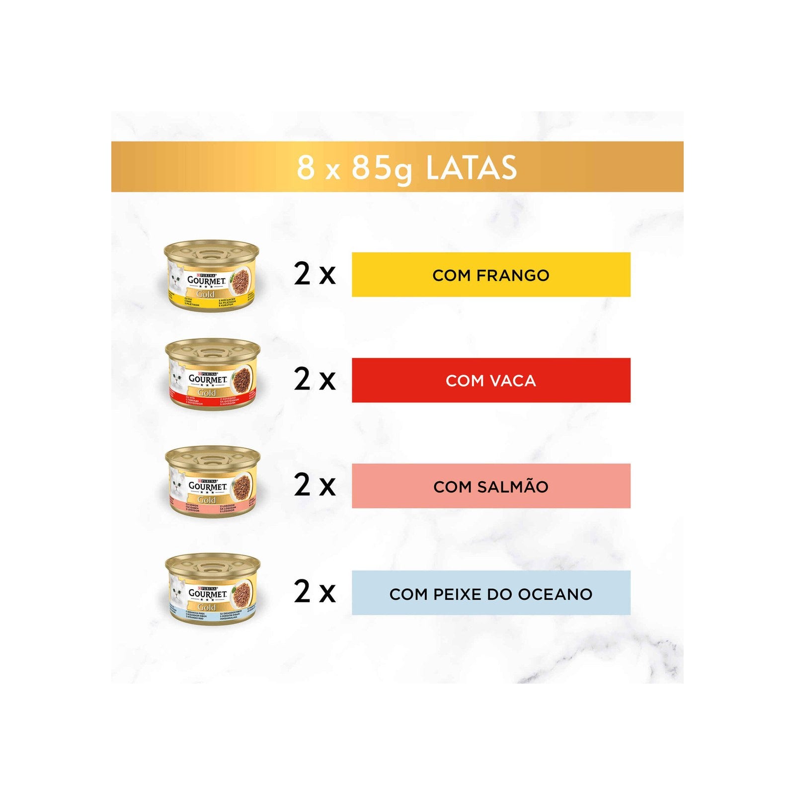 Purina Gourmet Gold Delícias Suculentas Multivariedade para Gato Adulto 8x85 g