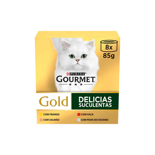 Purina Gourmet Gold Delícias Suculentas Multivariedade para Gato Adulto 8x85 g