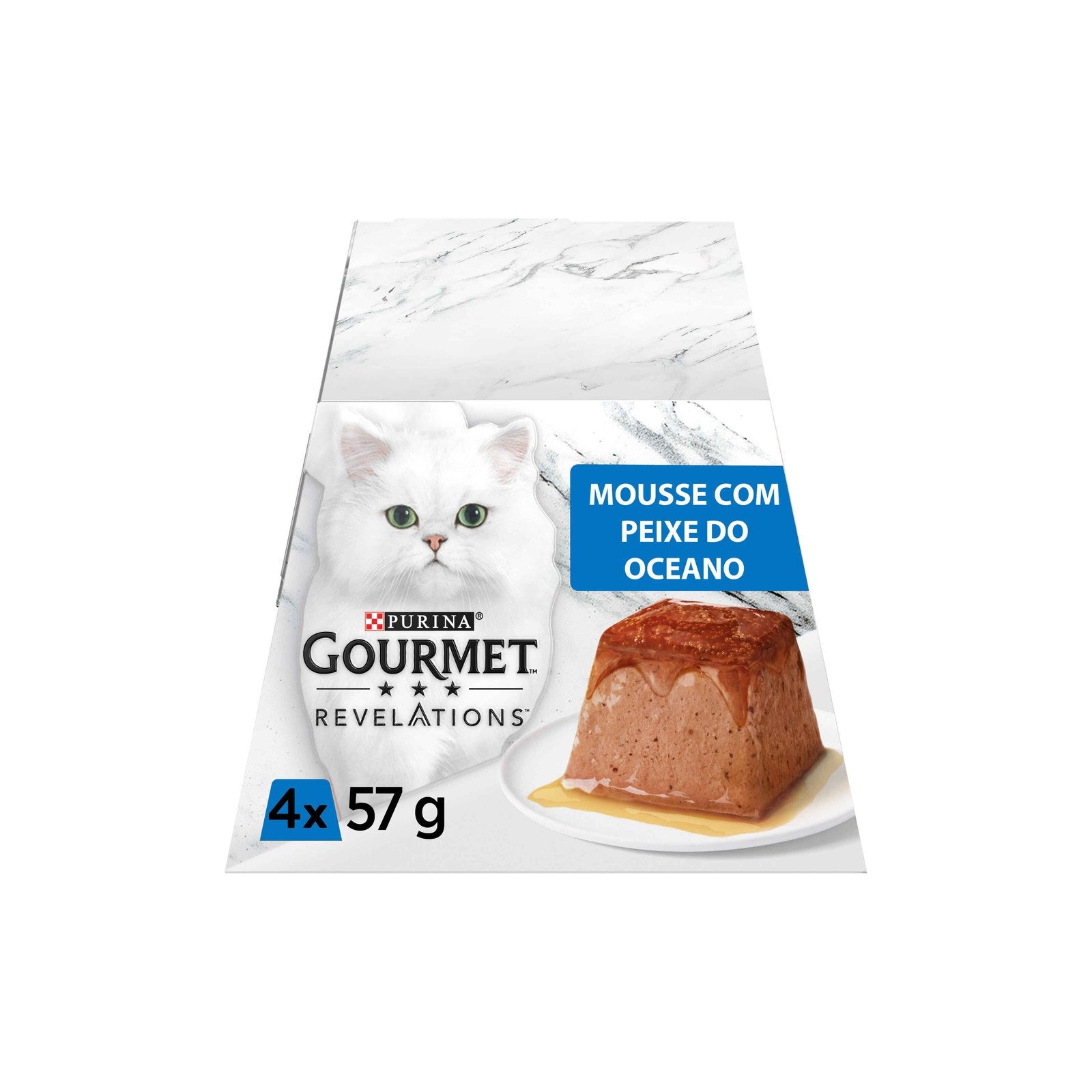Purina Gourmet Revelations Mousse Peixe do Oceano Gato Adulto, 4 porções 4x57 g