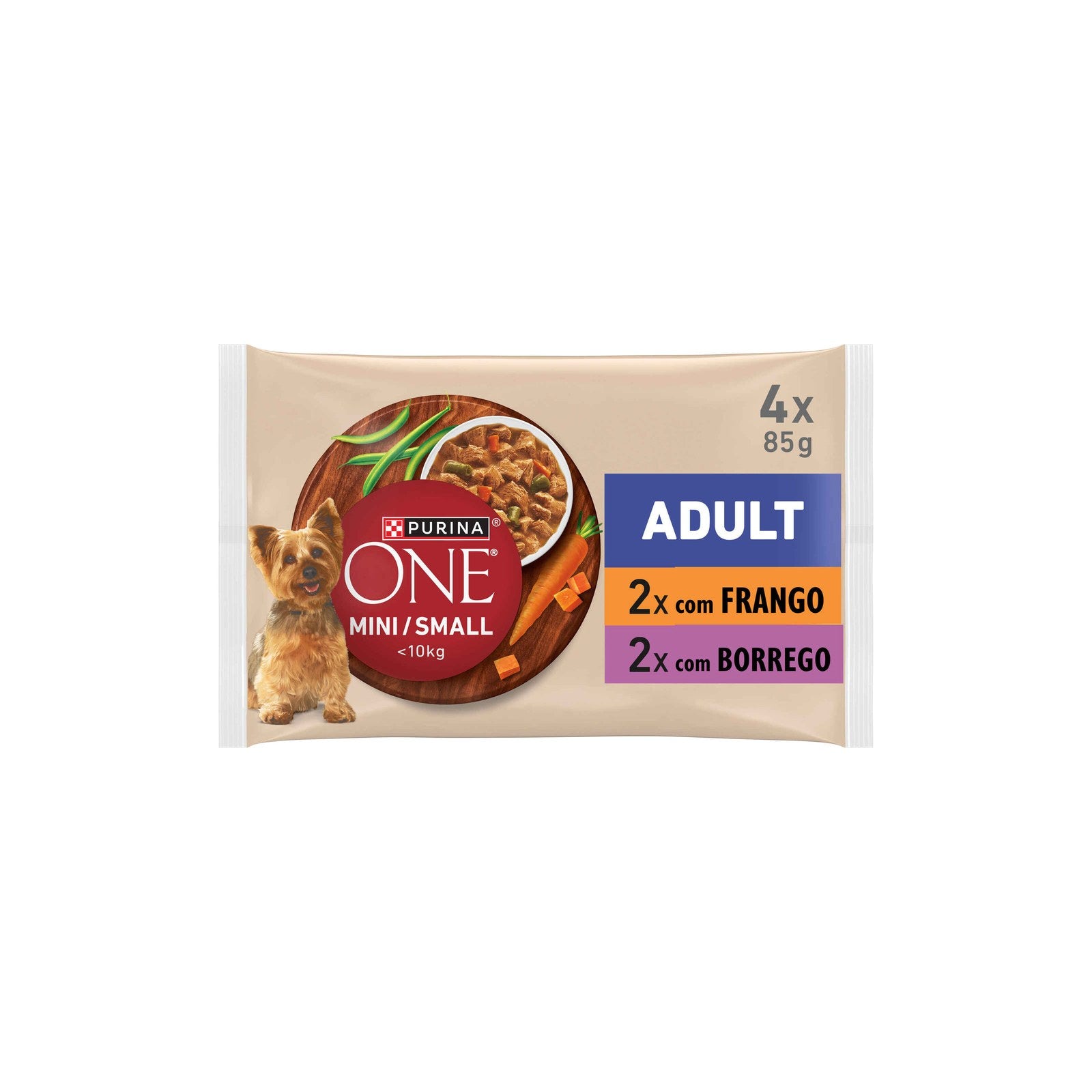 Purina One Mini Comida Húmida para Cão Adulto Sabor Vaca 4x85 g