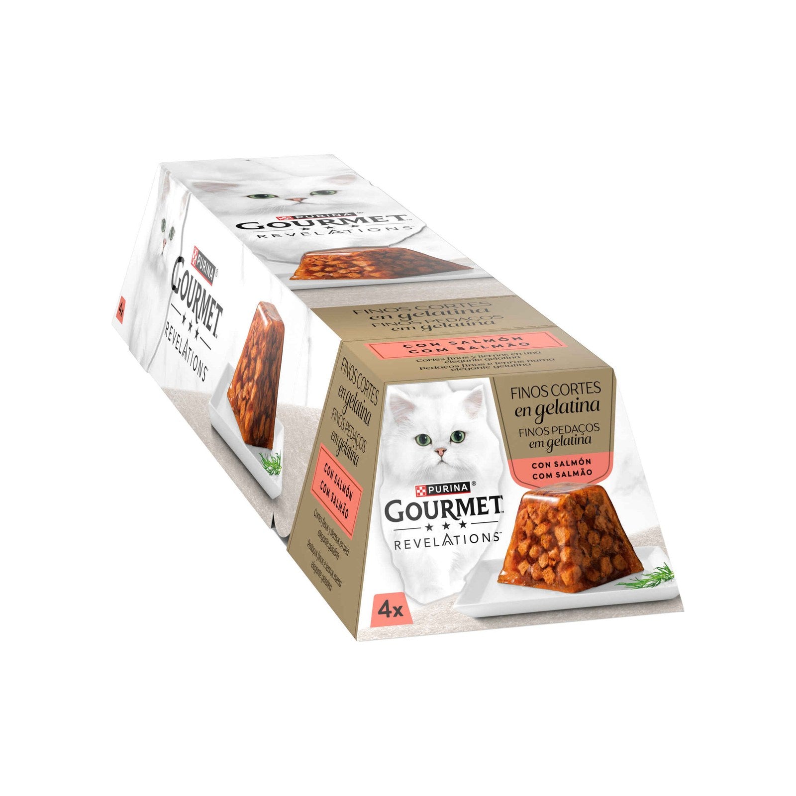 Purina Gourmet Revelations Salmão para Gato Adulto, 4 porções 4x57 g