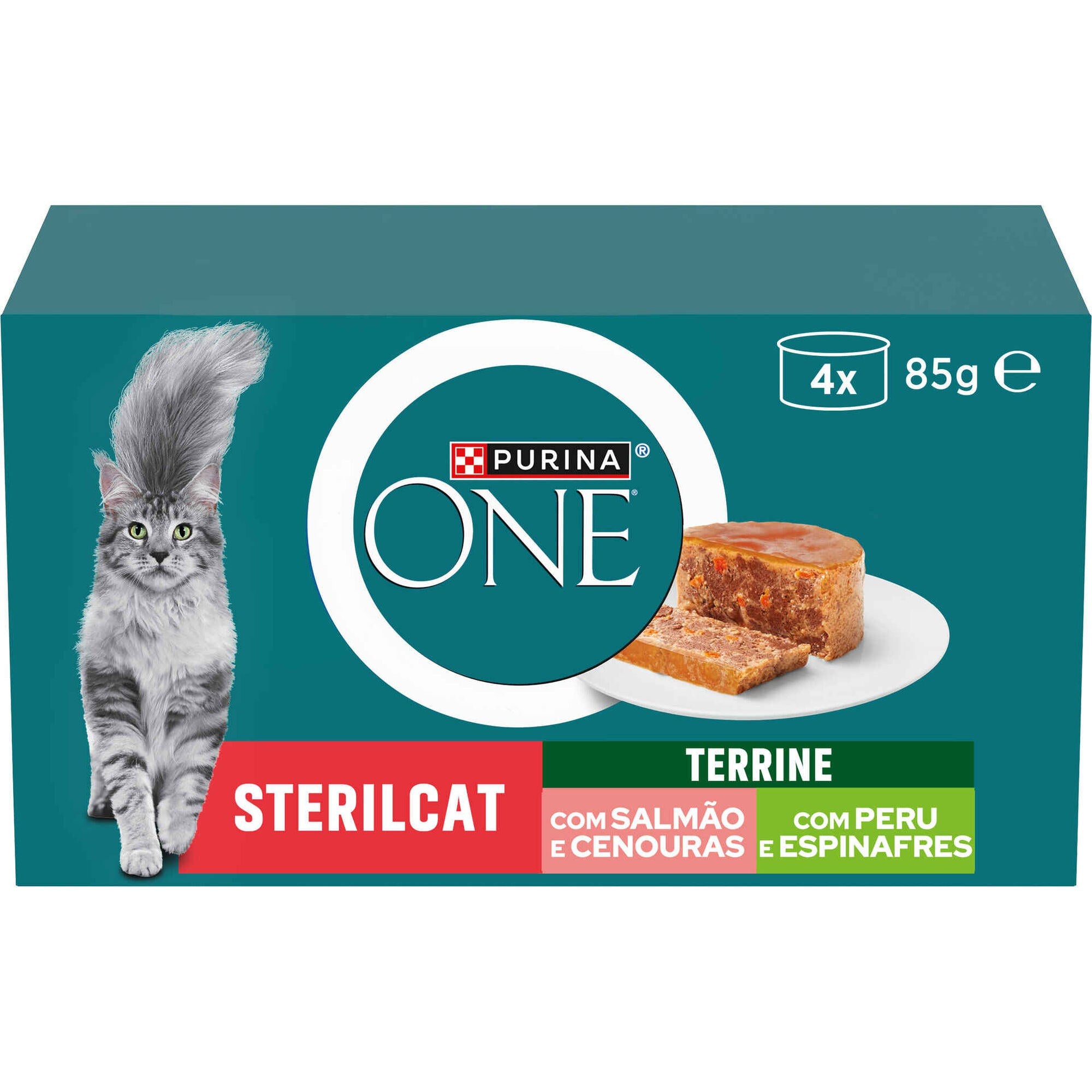 Purina One Terrine Salmão e Cenouras para Gato Adulto Esterilizado 4x85 g