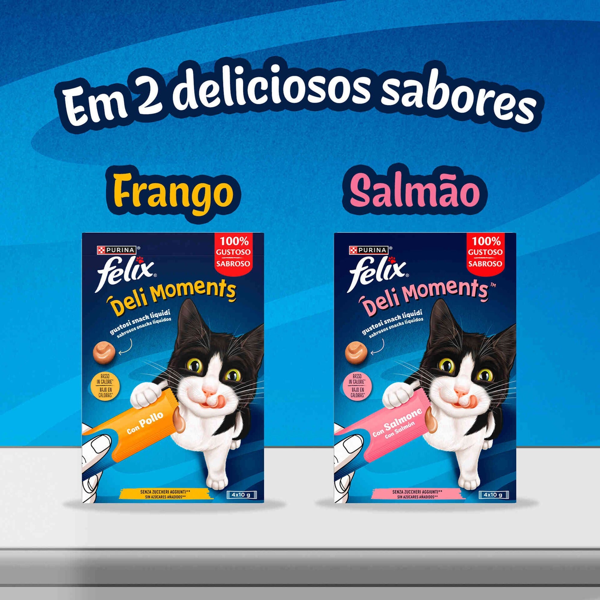 Purina Felix Deli Moments Snack Líquido Gato Frango 10g 4x10 g