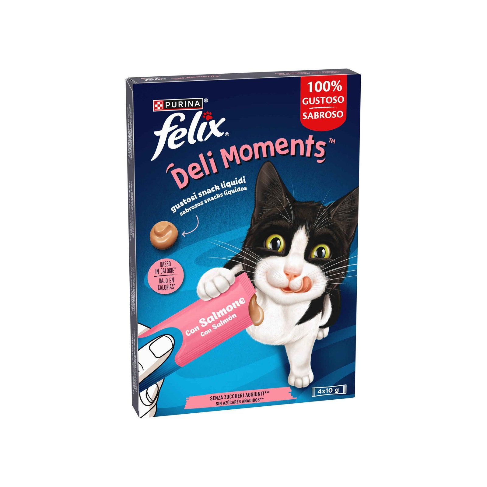Snack Líquido Felix Deli Moments Salmão, 10 g 4x10 g