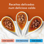 Purina Gourmet Soup Royale Snack Líquido Gato Salmão, Bacalhau e Solha 45 g 6x45 g
