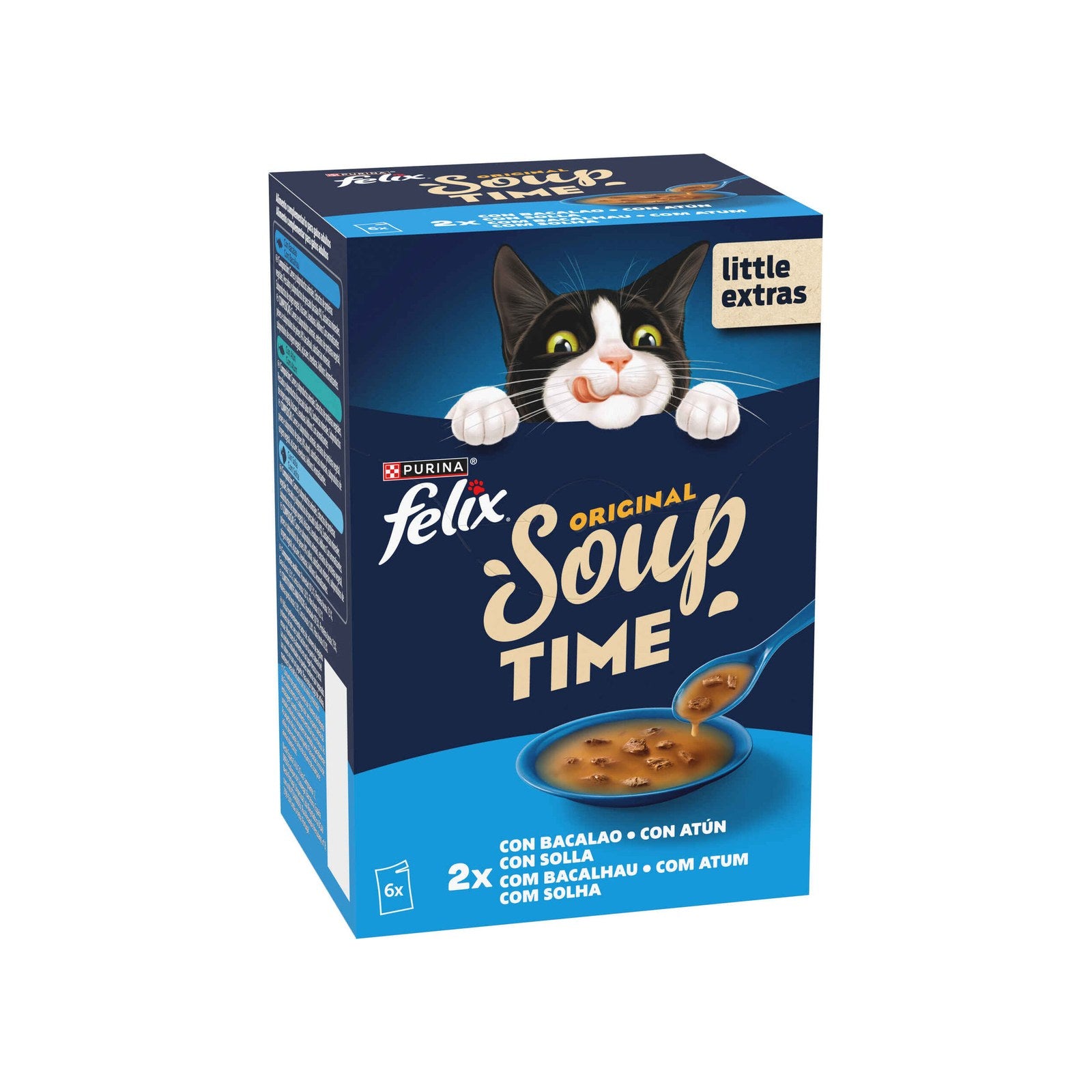 Purina Felix Soup Original para Gato Adulto, Seleção Peixe, 288 g 6x48 g