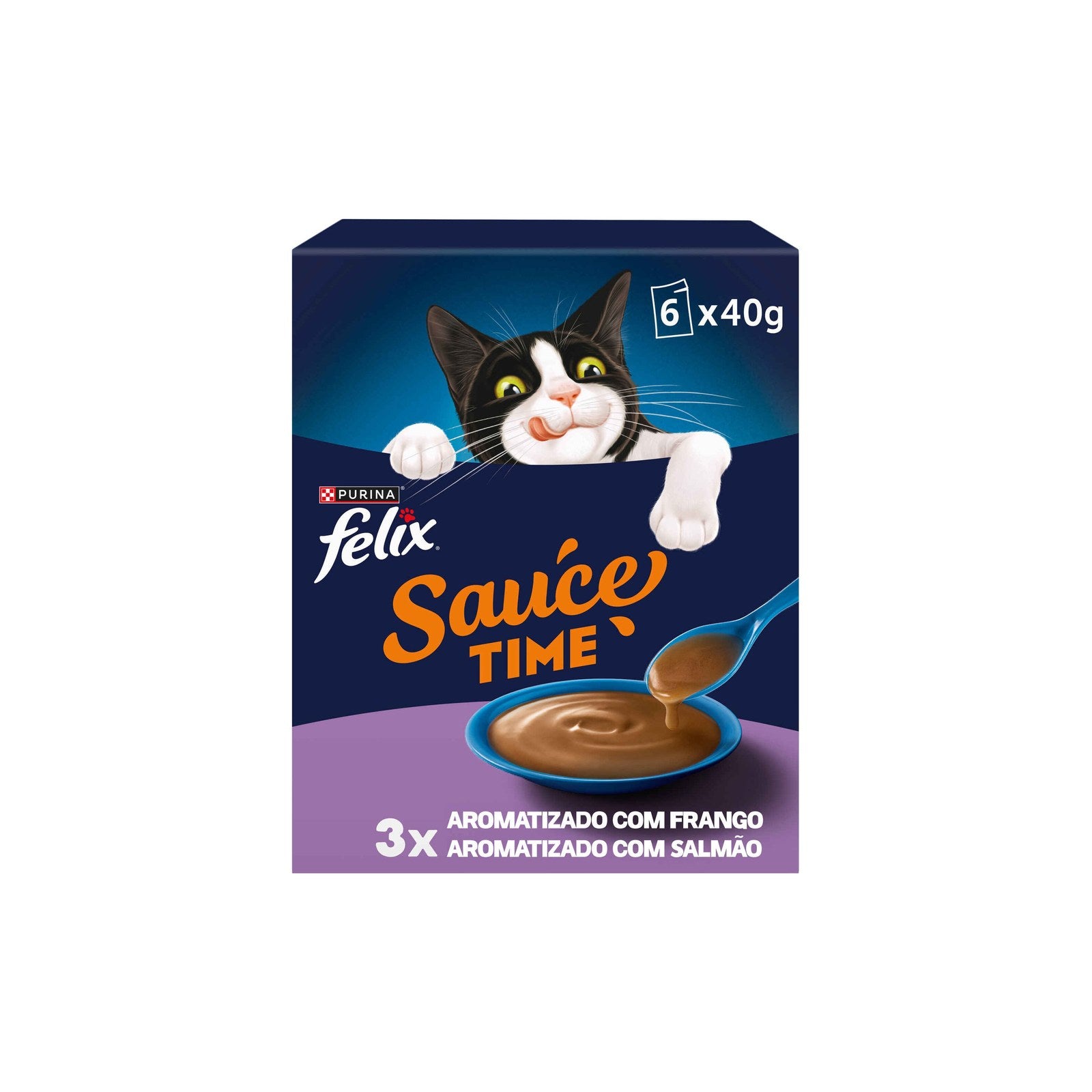 Felix Sauce Time Snack Líquido Frango para Gato Adulto, Saquetas 6x40 g