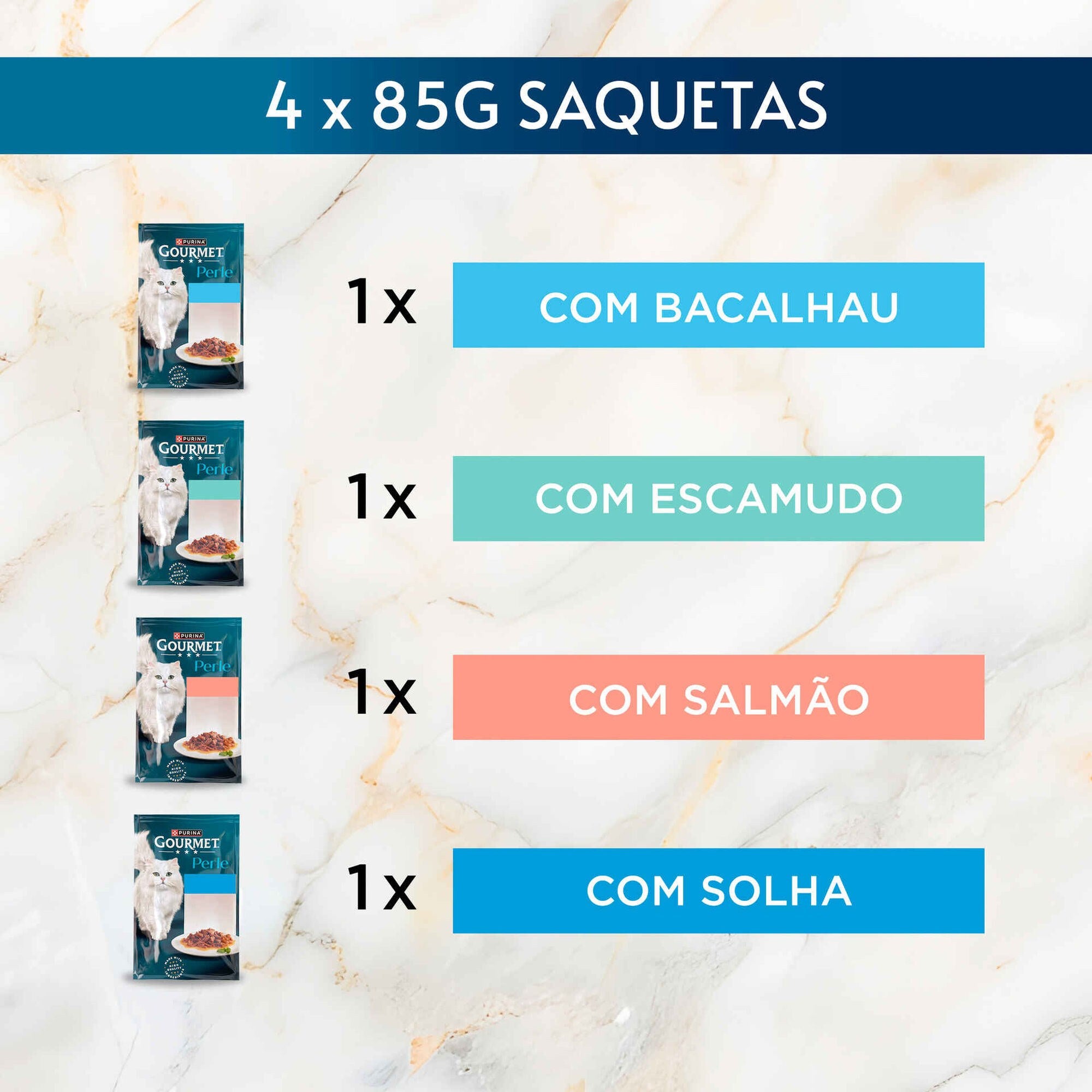 Purina Gourmet Perle Pedaços do Oceano para Gato Adulto 4x85 g