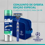 Gillette Conjunto Mach3 com Cabo + 4 Recargas + Gel Barbear + Bolsa