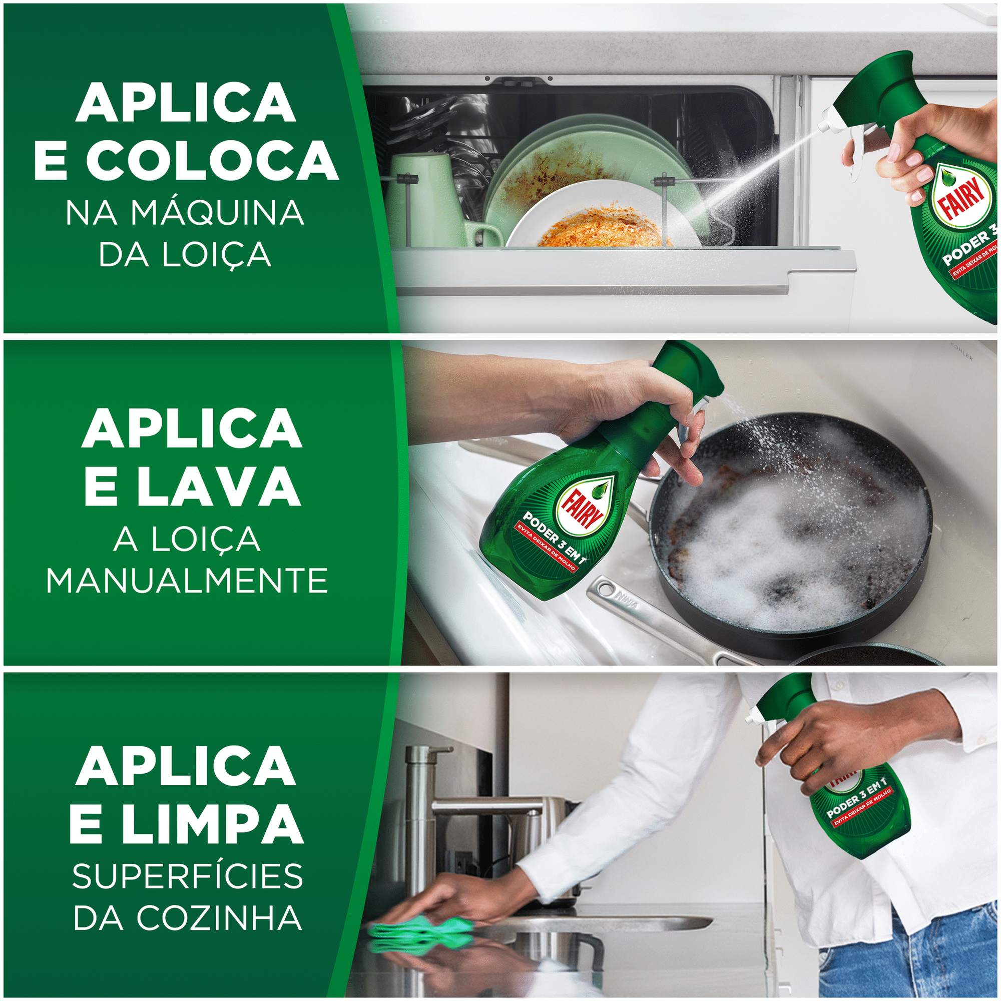 Fairy Spray Recarga Poder 3 em 1 para Loiça e Cozinha 500ml