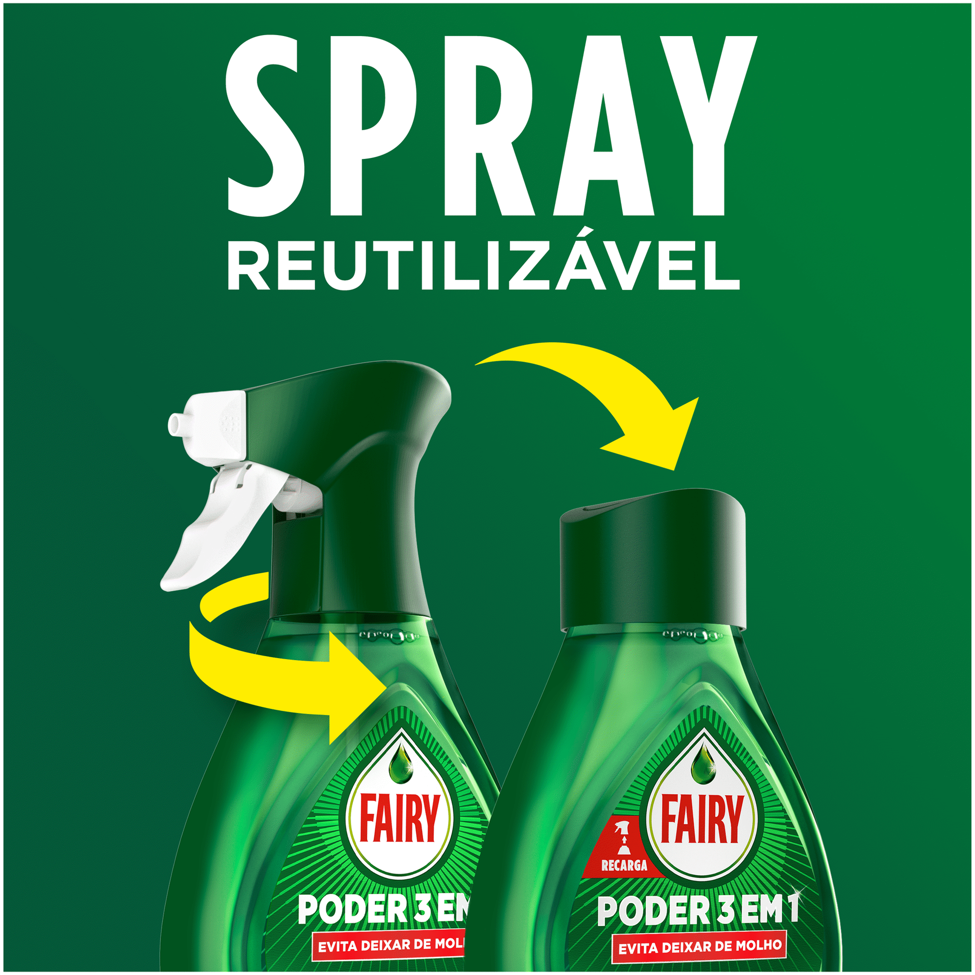 Fairy Spray Recarga Poder 3 em 1 para Loiça e Cozinha 500ml
