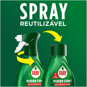 Detergente Loiça Fairy Spray Poder 3 em 1 + Recarga 1.007 kg 2x50 ml