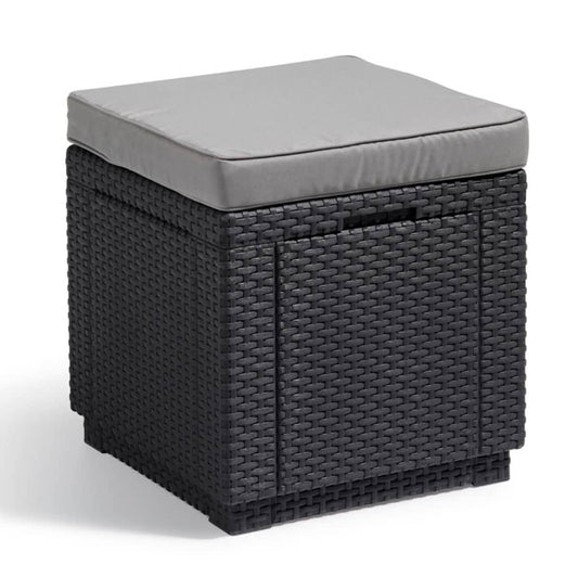 Keter Pufe De Arrumação Em Forma De Cubo Com Almofadão Grafite - Cinzento
