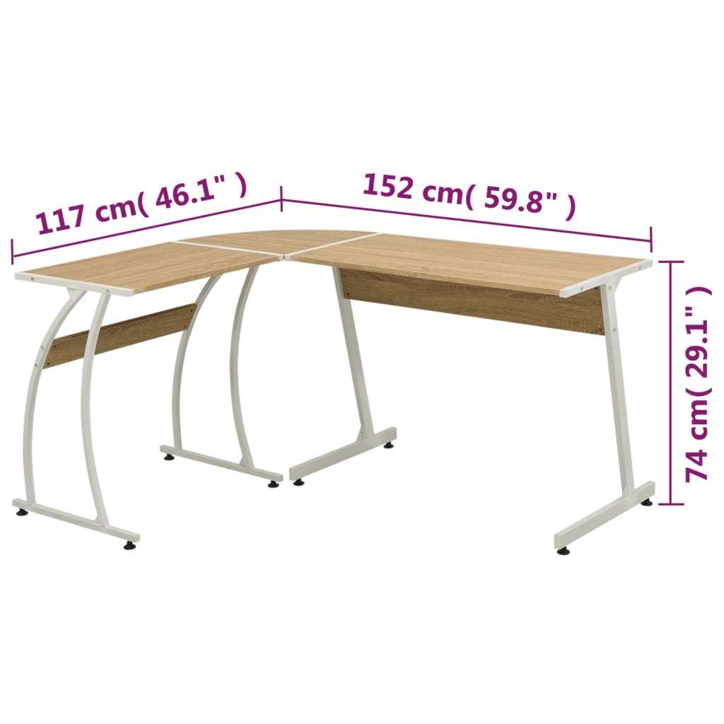 HKH Mesa de Canto em Forma de L - Preto