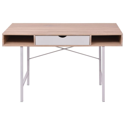 HKH Mesa com 1 Gaveta, Cor em Madeira Carvalho E - Branco