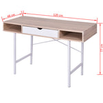 HKH Mesa com 1 Gaveta, Cor em Madeira Carvalho E - Branco