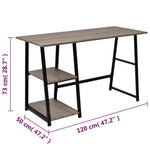 Mesa HKH con 2 estantes en madera de roble - Gris