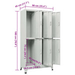 HKH Cacifo com 6 Compartimentos em Aço - 90x45x180 Cm - Cinzento