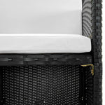 HKH 5 Pcs Conjunto Jantar Exterior com Almofadões Vime Pe - Preto