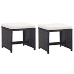 HKH 5 Pcs Conjunto Jantar Exterior com Almofadões Vime Pe - Preto