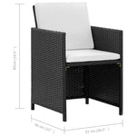 HKH 5 Pcs Conjunto Jantar Exterior com Almofadões Vime Pe - Preto