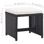 HKH 5 Pcs Conjunto Jantar Exterior com Almofadões Vime Pe - Preto