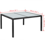 HKH Mesa de Jantar de Exterior em Vime 150x90x75 Cm - Preto