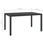 HKH 3 Pcs Conjunto de Bistrô para Jardim Vime Pe - Preto