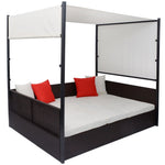 HKH Espreguiçadeira De Jardim Com Toldo 190x130 Cm Vime Pe Castanho - Marrom