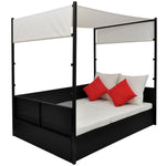 HKH Espreguiçadeira De Jardim Com Toldo 190x130 Cm Vime Pe - Preto