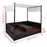 HKH Espreguiçadeira De Jardim Com Toldo 190x130 Cm Vime Pe - Preto