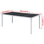 HKH Mesa de Jardim 190x90x74 Cm Aço - Preto