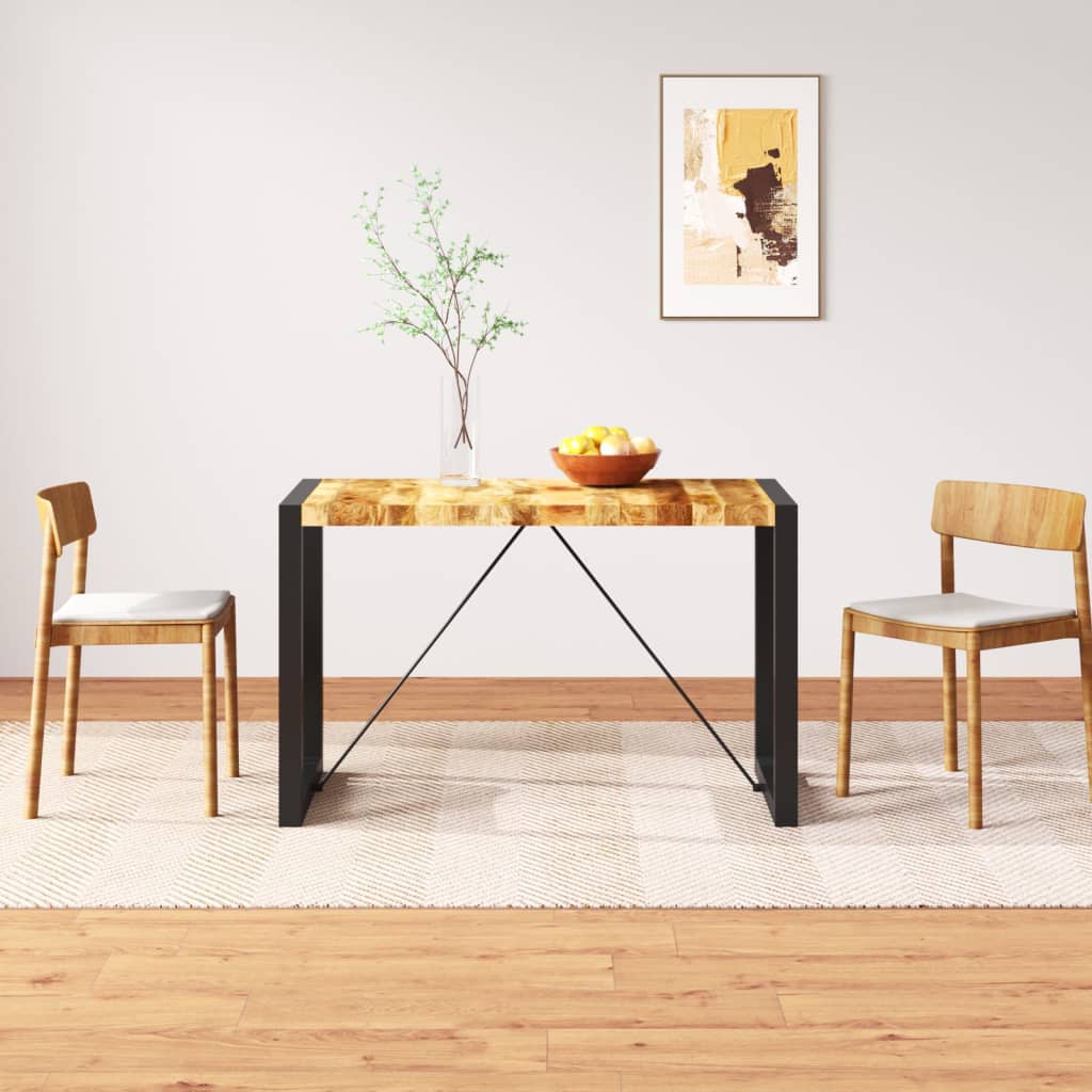 Mesa de comedor de madera maciza de mango rugosa HKH